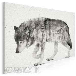 obraz na płótnie - wilk czarno-biały 120x80 cm 14202 zwierzę, skandynawski