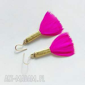 piórko kolczyki mosiądz, zmatowione