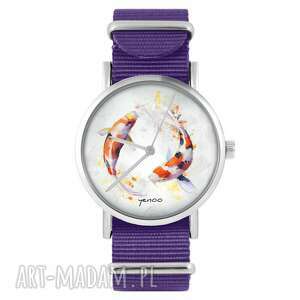 zegarki zegarek - karpie koi fioletowy, nylonowy, zegarek, nylonowy pasek, typ