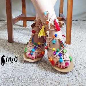 handmade buty kolorowe rzymianki zdobione ręcznie