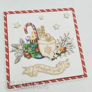 pomysły na upominki Kartka świąteczna z zimową kompozycją