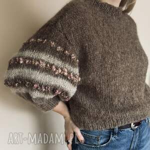 Sweter alice, ręcznie robiony, szerokie rękawy alpaka, kolorowy