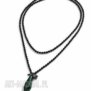 naszyjnik sznur z malachitem, wisiorkiem, wisiorek malachitu