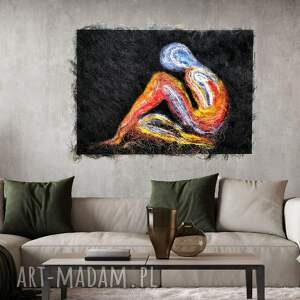 Prezent Duży Obraz z Włókien Sizal, postać, kolorowe nici