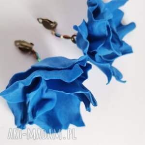 ręczne wykonanie klipsy klipsy duże lekkie cudne niebieski kwiaty polecam