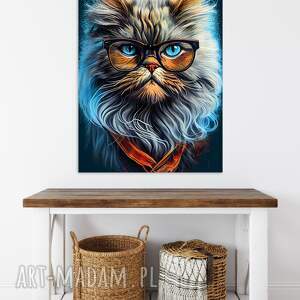 justyna jaszke portret kota hipsterskiego - teo wydruk na płótnie 50x70 cm b2