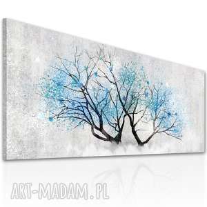 obraz drukowany na płotnie z kwitnącym drzewem, drzewo niebieskimi kwiatami
