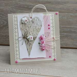 handmade scrapbooking kartki kartka z brzozowym sercem