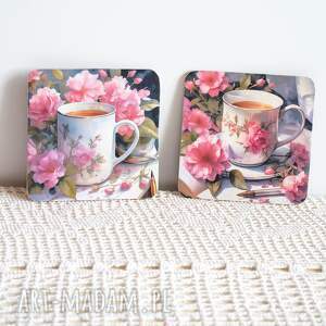 handmade podkładki para podkładek - herbatka różana