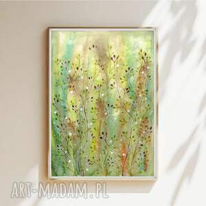 Oryginalna akwarela A4. Łąka, sztuka, trawy