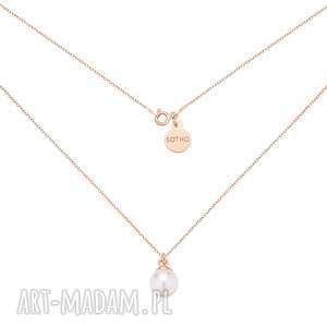 handmade naszyjniki naszyjnik z różowego złota z białą perłą swarovski®