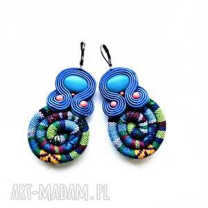 blue masai kolczyki sutasz haft ręczny, boho