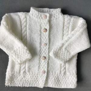 sweterek bieluch, niemowlę, rękodzieło na drutach, włóczka akrylowa