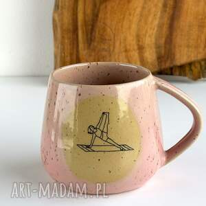 Prezent Kubek ceramiczny beczułka różowy 320 ml Joga, ceramika