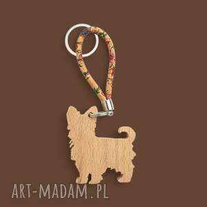 Z DREWNA I KORKA, brelok z psem, york, drewniany piesek