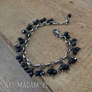 Bransoletka z szafiru II, srebro oksydowane, 925