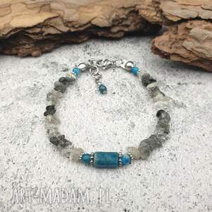 bransoletka jesienne niebo - kwarc z turmalinem i apatyt sieczka