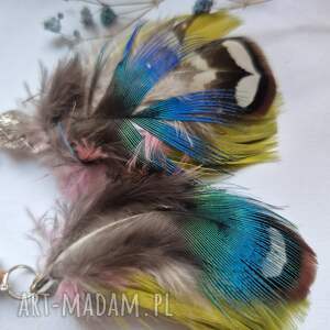 Klipsy z piórami leciutkie rekodzielo kli, wie, rub, et