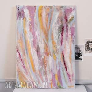 nowoczesny obraz do salonu akrylowy dotyk pastele, abstrakcja, elegancja