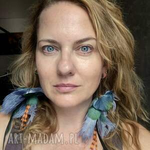 ruda klara klipsy pióra i kwiaty stylowe leciutkie cudne box x1, folk, etno