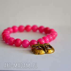 ręcznie wykonane bracelet by sis: rubinowe kamienie ze złotą