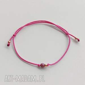 Różowa okrągła bransoletka sznurkowa z koralikami czeskimi i szklanymi - handmade