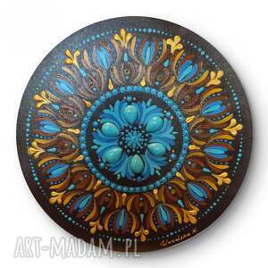 mandala z turkusami 30 cm, akryl obraz, prezent na święta