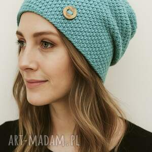 czapka całoroczna przejściowa cienka bawełna s m aqua, czapka przejściowa