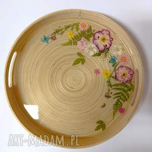 taca dekoracyjna z suszonymi kwiatami - rękodzieło żywicy epoksydowej suszone