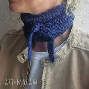 Szalissant z alpaki, granatowy melanż, mini szalik