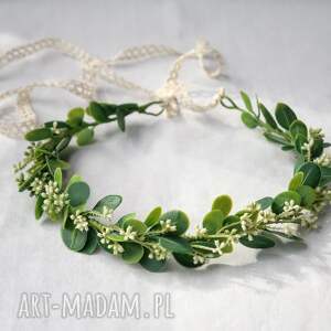 Leśna polana - romantyczny wianek w odcieniach zieleni i złamanej