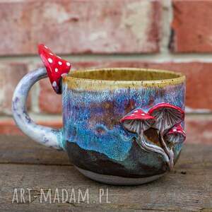 kubki duży kubek z muchomorem handmade bubble gum beton ok 420ml, ceramika