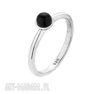 srebrny pierścionek z perłą preciosa, czarna 925
