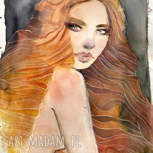 estera, portret akwarelowy, twarz kobiety, glamour, obraz do salonu