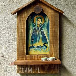drewniana kapliczka - anioł na spokojny sen aniołem obrazek