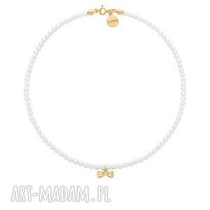handmade naszyjniki złoty naszyjnik z białych pereł swarovski® crystal
