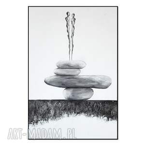 balancing act, obraz do salonu na płótnie, minimalistyczna abstrakcja zen