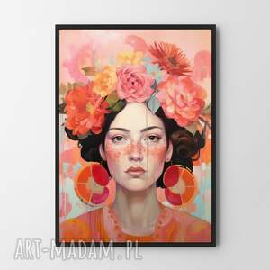 plakat kobieta dziewczyna z kwiatami - format 30x40 cm