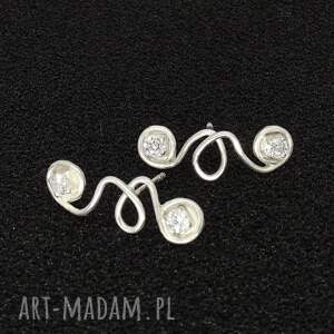 srebrne kolczyki z diamentowymi cyrkoniami