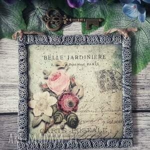dekoracyjny obrazek z kwiatami belle jardiniere, decoupage vintage, prowansja