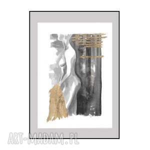 ajan art akt grafika ręcznie malowana 30cm x 42cm, kobieta, obrazy do salonu