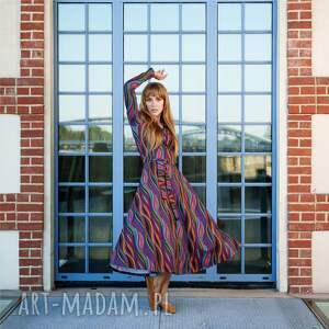 Sukienka kopertowa | ATENCJA kolorowe fale, bawełna