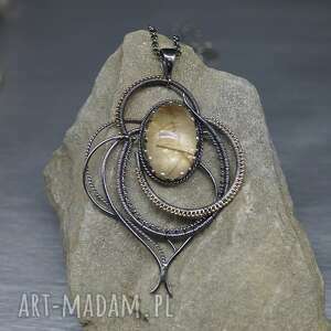 handmade wisiorki kwarc z rutylem naszyjnik wire wrapping "lusutien"