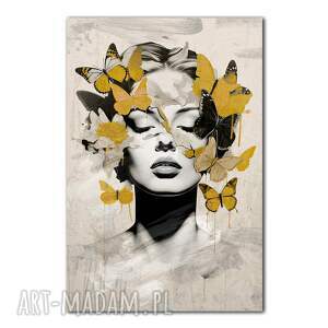 plakat - kobieta i motyle 40x50 cm 8 2 0049, grafiki na ścianę plakaty