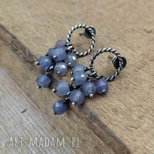 delikatne sztyfty z tanzanitu kolczyki srebro 925