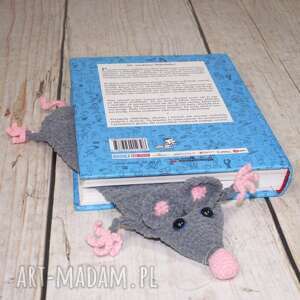 ręcznie robione prezent zaczytany szczurek - zakładka do książki