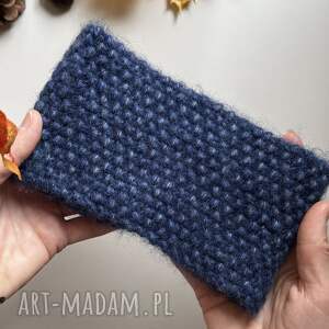 klasyczna w kolorze granatowym, opaska wełniana