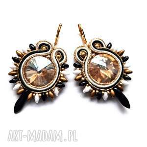 kolczyki haftowane sutaszowy black sun