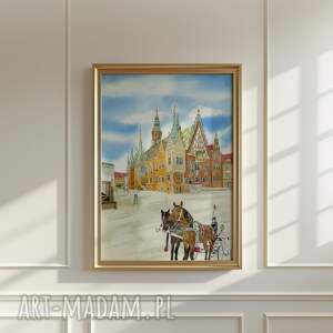 Plakat wrocław, rynek, ratusz, wrocławski - pamiątka