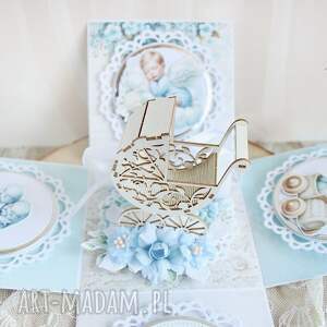 handmade scrapbooking kartki exploding box na chrzest roczek narodziny, pamiątka